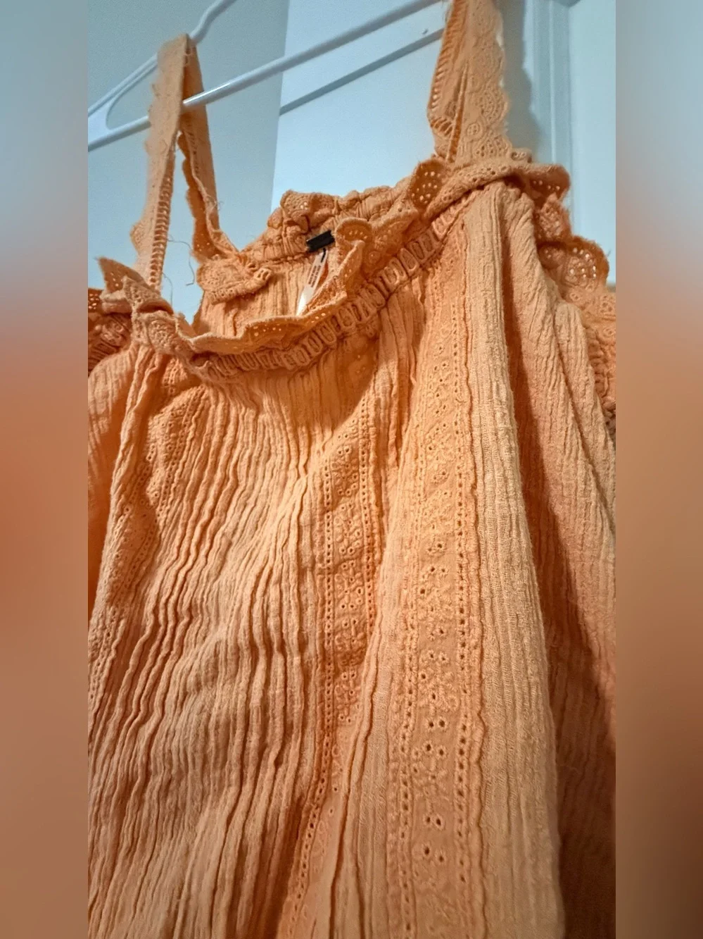 Free People Orange Ruffled Tie-Hem Cami